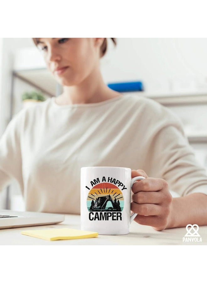 Panvola I Am A Happy Camper Camping Outdoor Enthusiast Picnic Gifts for Campers Ceramic Mug 11oz White - Image 4