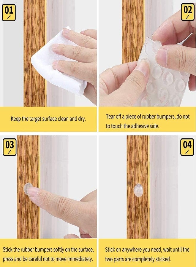 Hidak Door Stoppers Wall Protector Rubber Clear Self Adhesive Round Bumper from Door Handle Knobs Door Stop Guard Shield Stick on Fridge Cabinet Corner Furniture (Transparent) (300) - Image 2