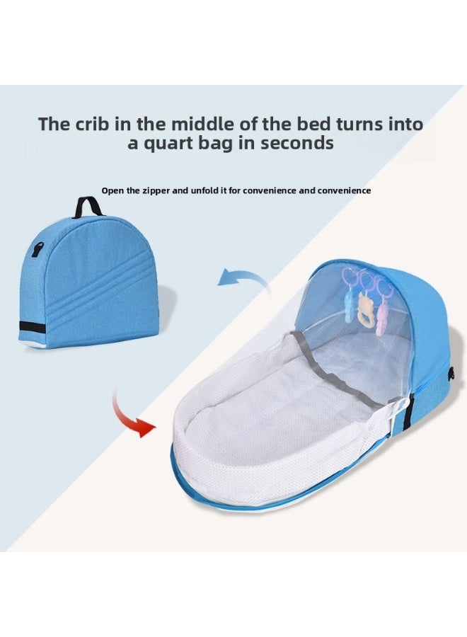 ORiTi Convenient Folding Anti Pressure Baby Crib, Middle Bed, Newborn Baby Isolation, Biomimetic Outdoor Travel Baby Crib - Red - Image 4