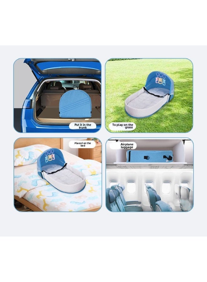 ORiTi Convenient Folding Anti Pressure Baby Crib, Middle Bed, Newborn Baby Isolation, Biomimetic Outdoor Travel Baby Crib - Red - Image 5