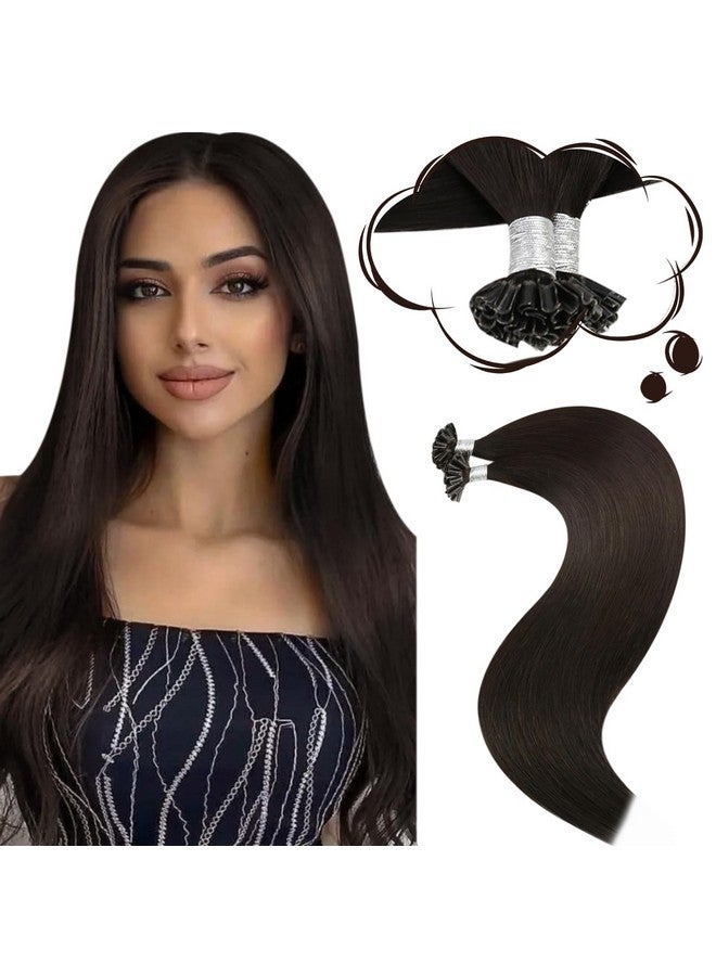 Moresoo Hair Extensions Dark Brown Utip Hair Extensions Human Hair 20 Inch Keratin U Tip Hair Extensions Remy Human Hair 20 Inch 50 Grams 50S - Image 1