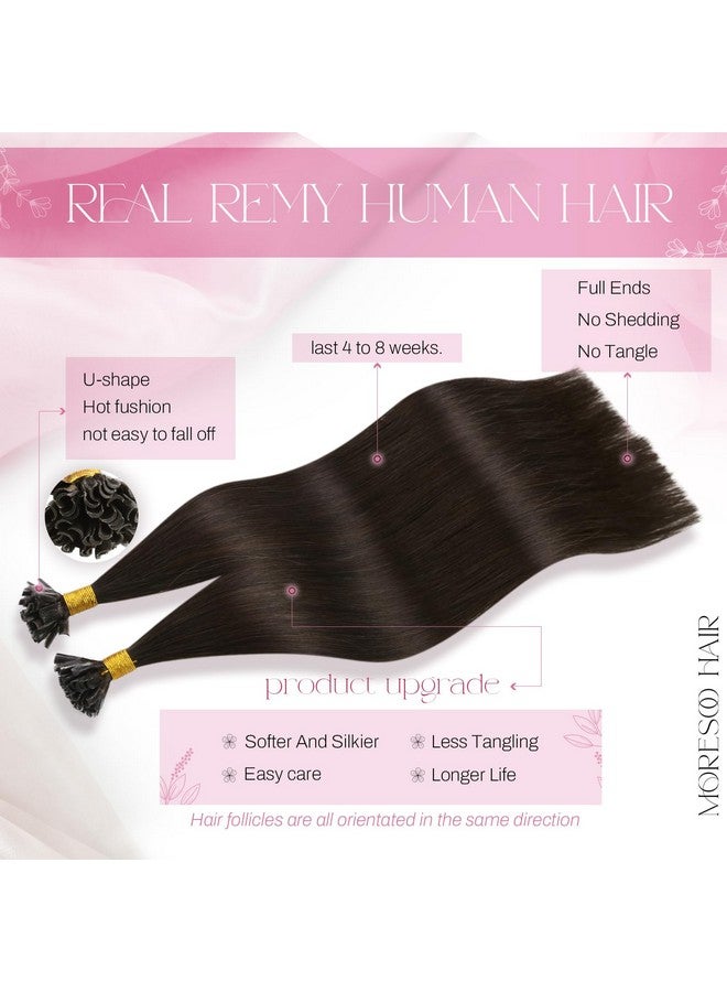 Moresoo Hair Extensions Dark Brown Utip Hair Extensions Human Hair 20 Inch Keratin U Tip Hair Extensions Remy Human Hair 20 Inch 50 Grams 50S - Image 2