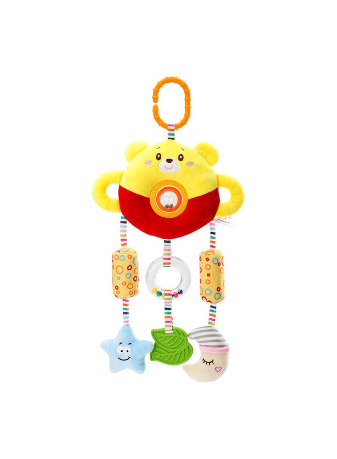 Baby Wind Bell 0-3 Years Old Bed Hanging Hand Rattle Bead Plush Doll Baby Toy-Color:Yellow Bear - Image 1