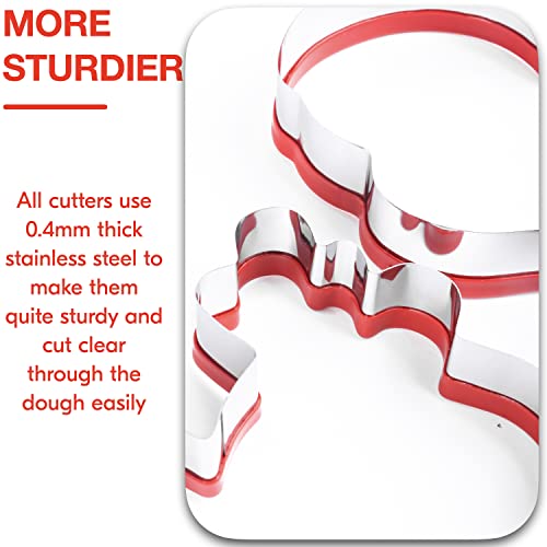 COOKIEQUE 4 Pieces Christmas Cookie Cutters Set with Santa Face, Reindeer Face, Snowman Face, Mrs. Claus Cookie Cutters for Baking Christmas Unique Design with Protective Red Top PVC - Image 5