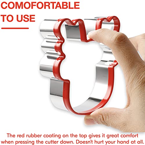COOKIEQUE 4 Pieces Christmas Cookie Cutters Set with Santa Face, Reindeer Face, Snowman Face, Mrs. Claus Cookie Cutters for Baking Christmas Unique Design with Protective Red Top PVC - Image 3