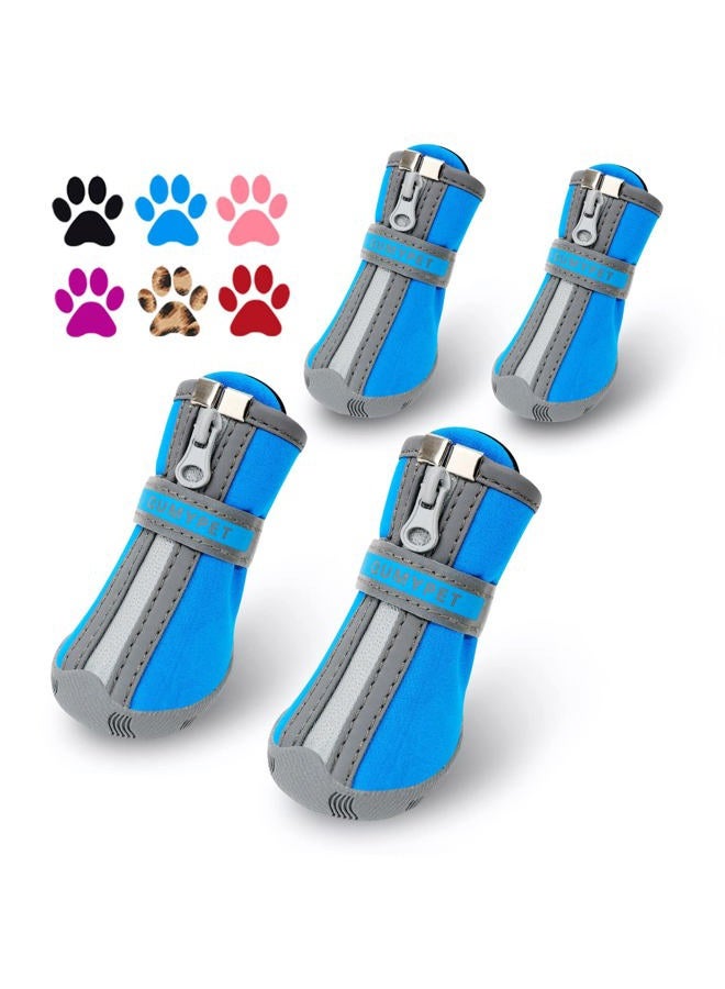 QUMY Dog Shoes for Small Dogs, Puppy Dog Boots & Paw Protectors for Winter Snow Day, Summer Hot Pavement, Waterproof in Rain Weather, Ourdoor Hiking, Indoor Hardfloor with Anti-Slip Sole Blue Size 2