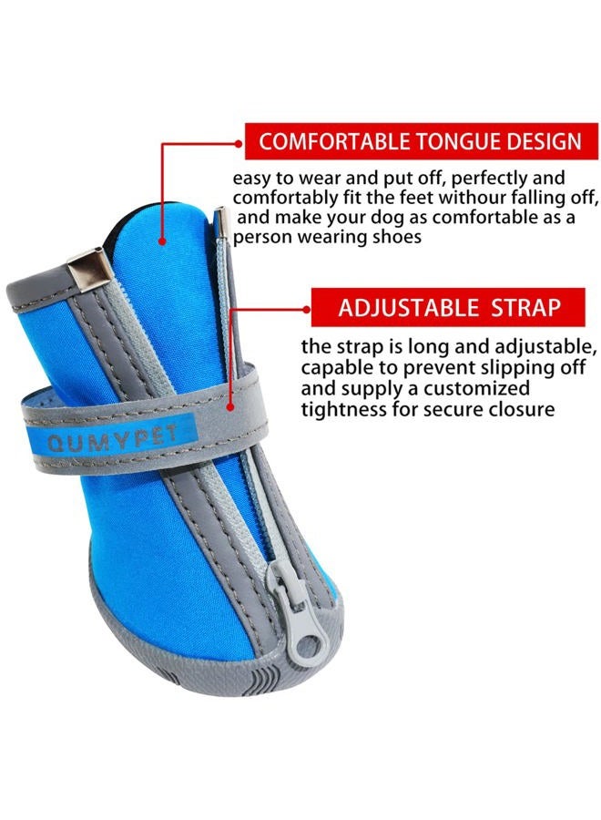 QUMY Dog Shoes for Small Dogs, Puppy Dog Boots & Paw Protectors for Winter Snow Day, Summer Hot Pavement, Waterproof in Rain Weather, Ourdoor Hiking, Indoor Hardfloor with Anti-Slip Sole Blue Size 2 - Image 4
