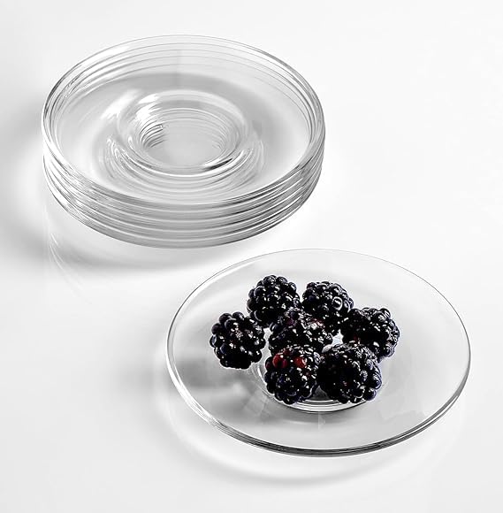 Dhwithya Dhwithya Glass Plate Saucers Set of 6 Round Coaster Set Great for Servicing Cookies Snacks Fruits Coffee and Tea Cups  - Image 1