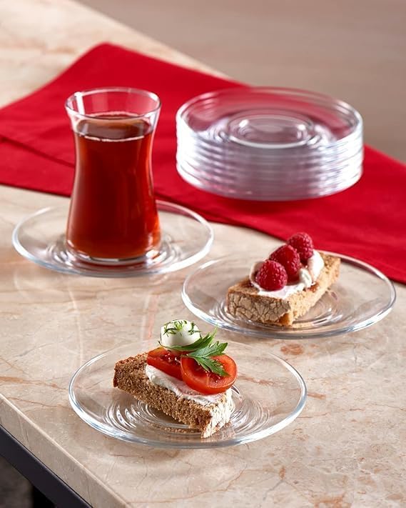 Dhwithya Dhwithya Glass Plate Saucers Set of 6 Round Coaster Set Great for Servicing Cookies Snacks Fruits Coffee and Tea Cups  - Image 2