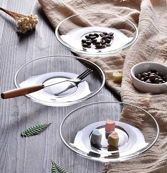 Dhwithya Dhwithya Glass Plate Saucers Set of 6 Round Coaster Set Great for Servicing Cookies Snacks Fruits Coffee and Tea Cups  - Image 4