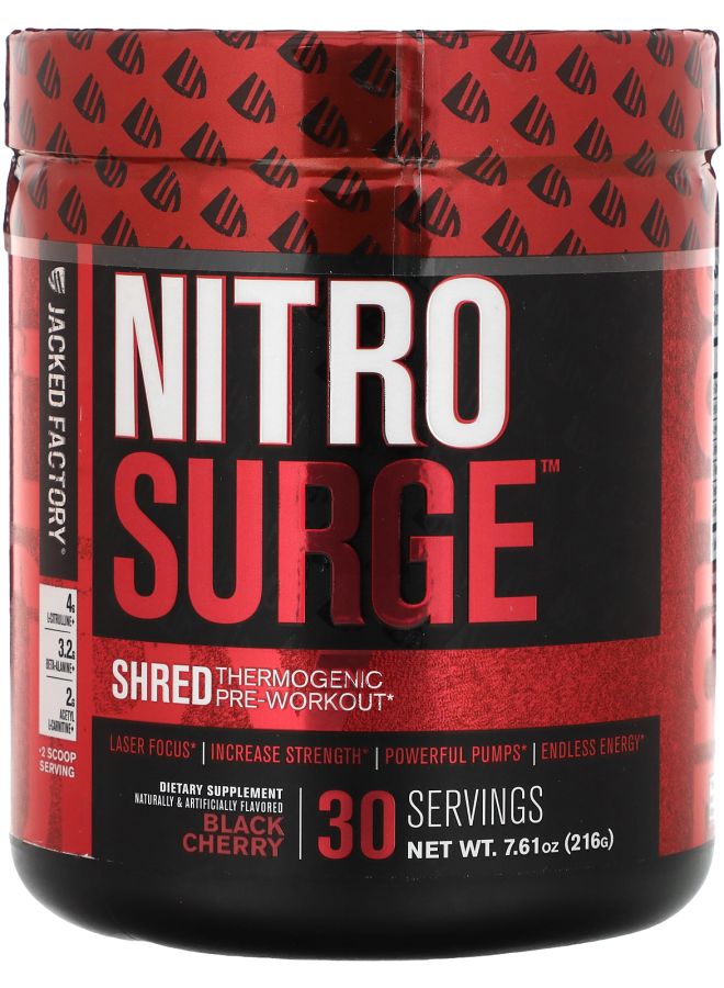 Jacked Factory Nitro Surge Shred Thermogenic PreWorkout Black Cherry 7.61 oz (216 g)