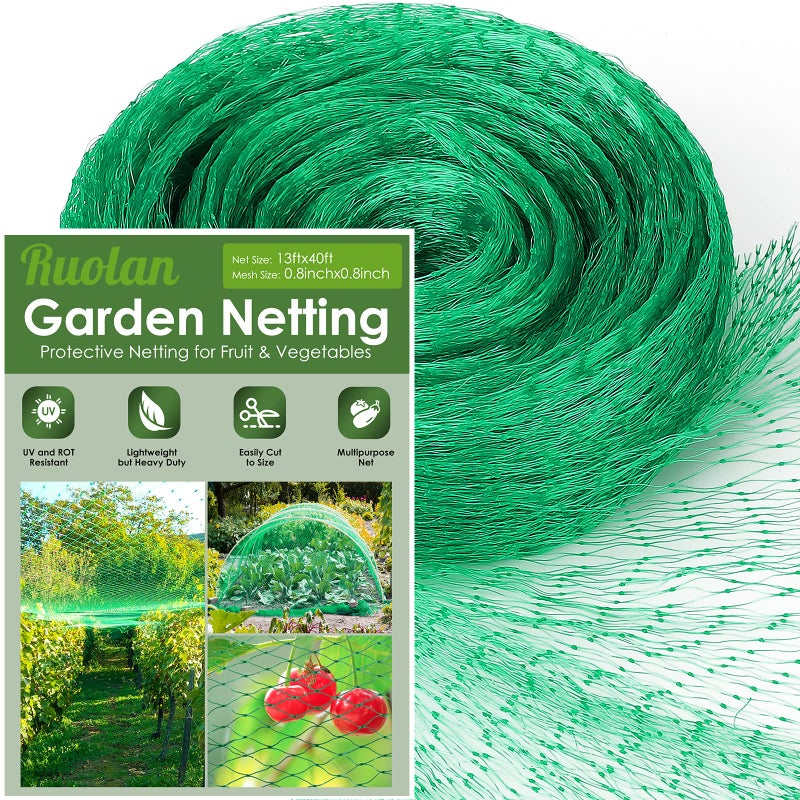 Ruolan 13X40Ft Bird Netting for Garden Protect Vegetable Plants and Fruit TreesPlastic Trellis Netting for Birds DeerSquirrels and Other Animals - Image 2