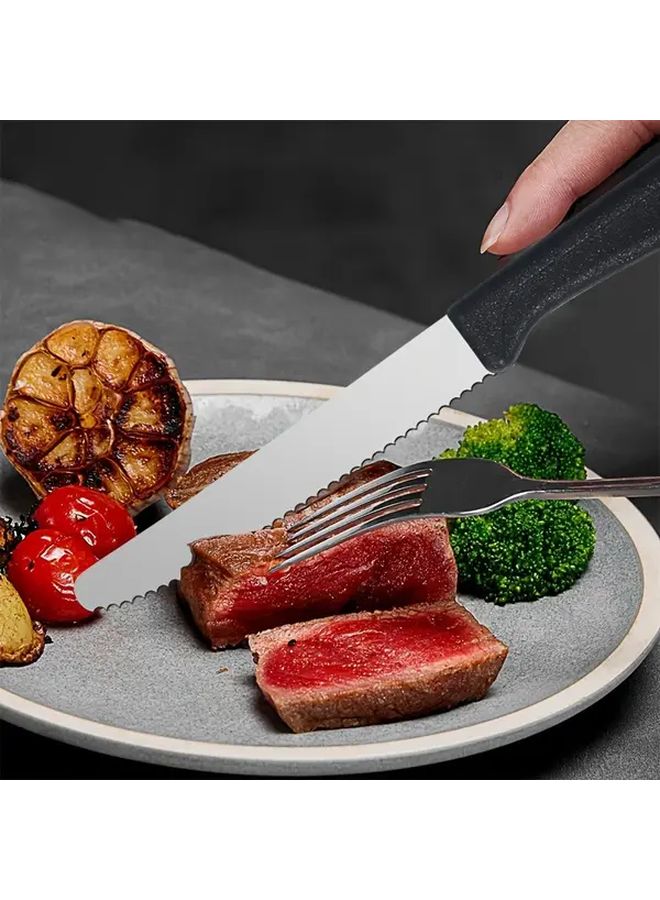 Picnic Snack Kit 8 Pieces Black With Serrated Bread Knife Cheese Slicer - Image 2