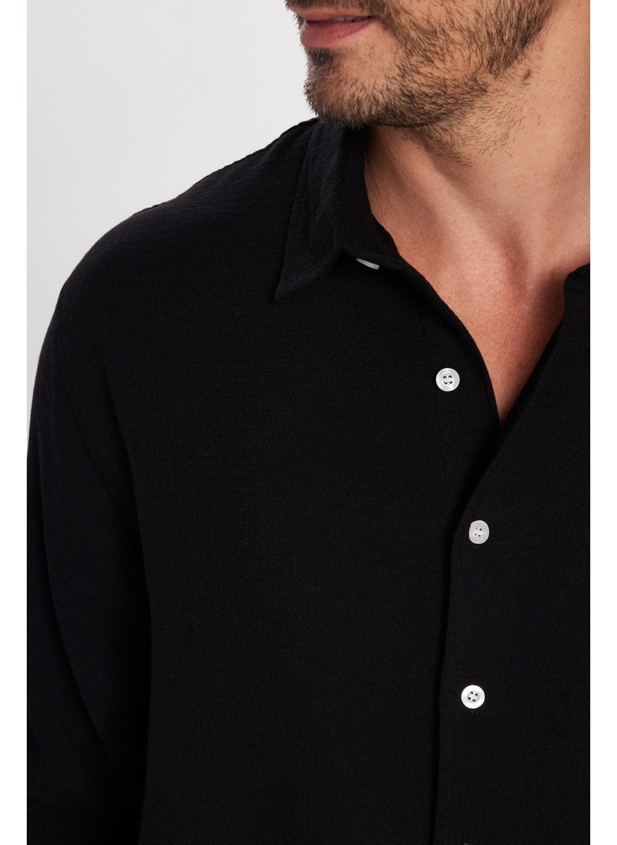 Men's Relax Fit Casual Cut Viscose Cotton Single Pocket Plain Black Shirt - pzsku/Z2CC27551E989E54E77D4Z/45/_/1741257159/d855e2a3-7d7e-442a-8f73-939583997b51