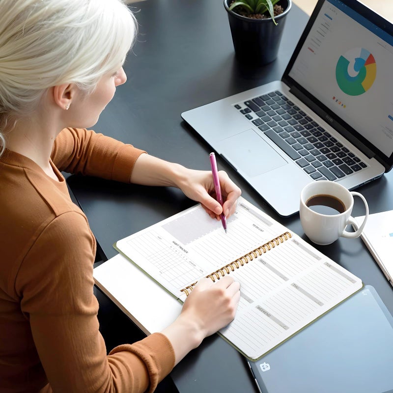 Thboxes Undated Weekly Planner, A5 Weekly To Do List Notebook with Habit Tracker Spiral Binding Weekly Planner Notebook with Stickers Home Work School Supplies, Sage Green - Image 5