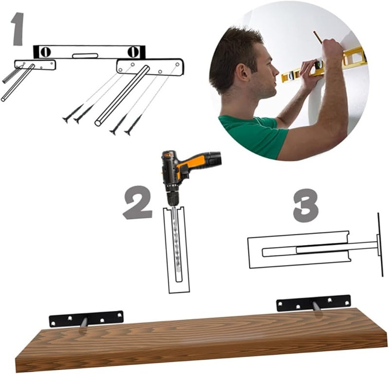 Jojofuny 6pcs Heavy Duty Invisible Shelf Brackets 20X15cm Floating Shelves Wall Support Powder Coated Easy Installation - Image 4