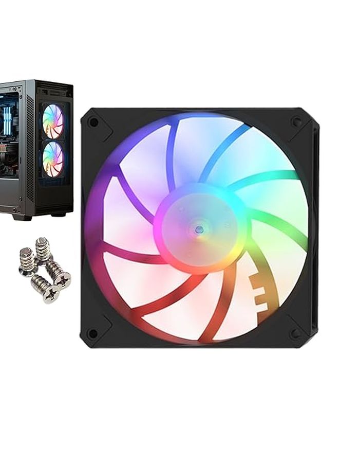 طقم مروحة كمبيوتر RGB أسود عالية الأداء لتبريد أجهزة الكمبيوتر، مبرد هيكل مدمج - Image 1