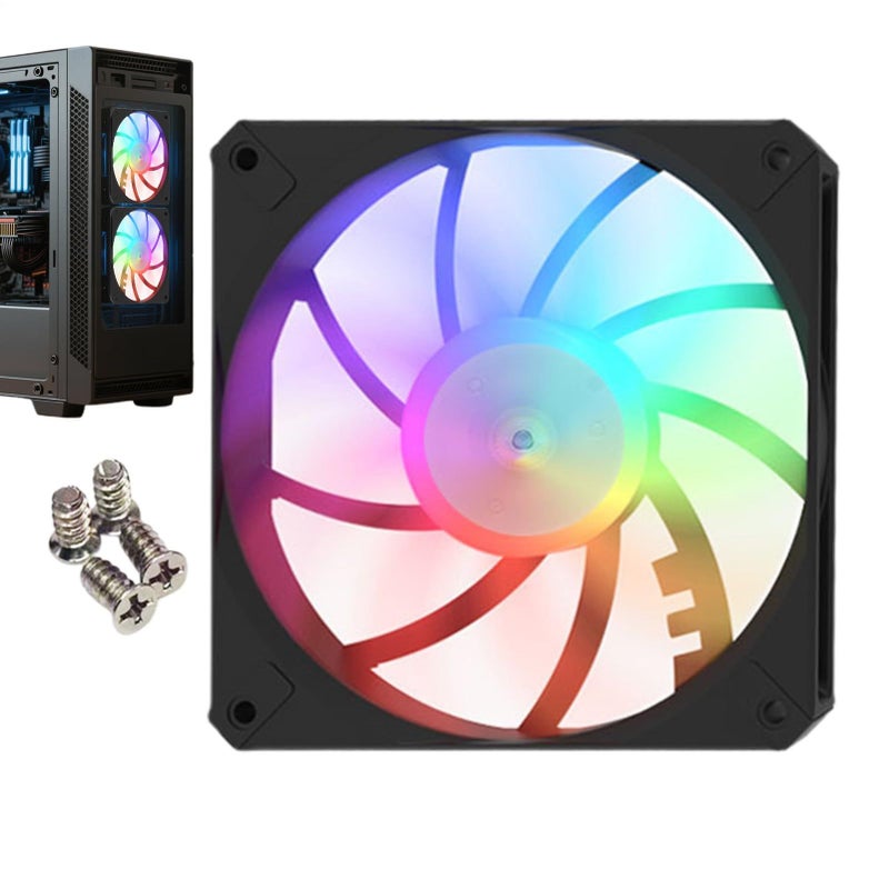 طقم مروحة كمبيوتر RGB أسود عالية الأداء لتبريد أجهزة الكمبيوتر، مبرد هيكل مدمج - Image 2
