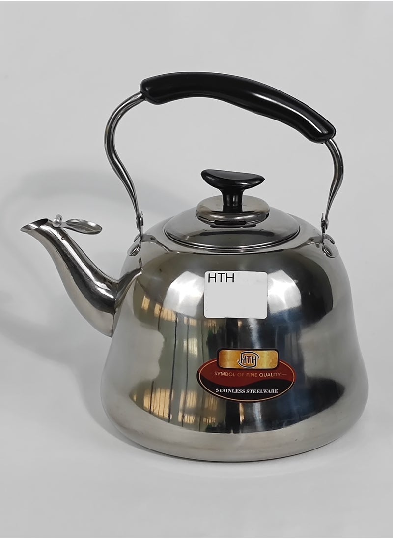 HTH - 1 Piece Rustproof Premium Stainless Steel Whistling Teapot with Infuser Mirror Finish Coffee Kettle Easy Pour Spout Tea Kettle with Lid and Heat Resistive Ergonomic Handle Induction Compatible Stovetop Safe Teapot 1/2/3/4/5/6 L - Image 1