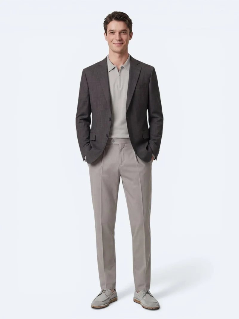 Kip Colourful Micro Modern Fit Wool Blended Jacket