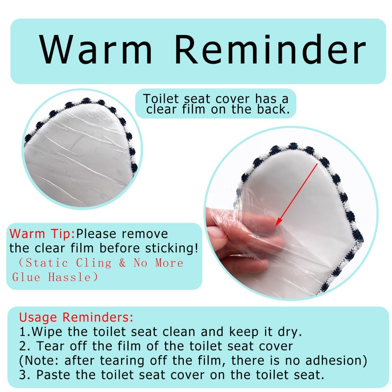timecity 2Pairs Warm Toilet Seat Cover Mat Plush Thick Toilet Seat Padded Non Slip Soft Toilet Seat Cushion Washable Bathroom Warmer Static Cling Toilet Seat Cover Non Adhesive for Toilet,Grey - Image 4