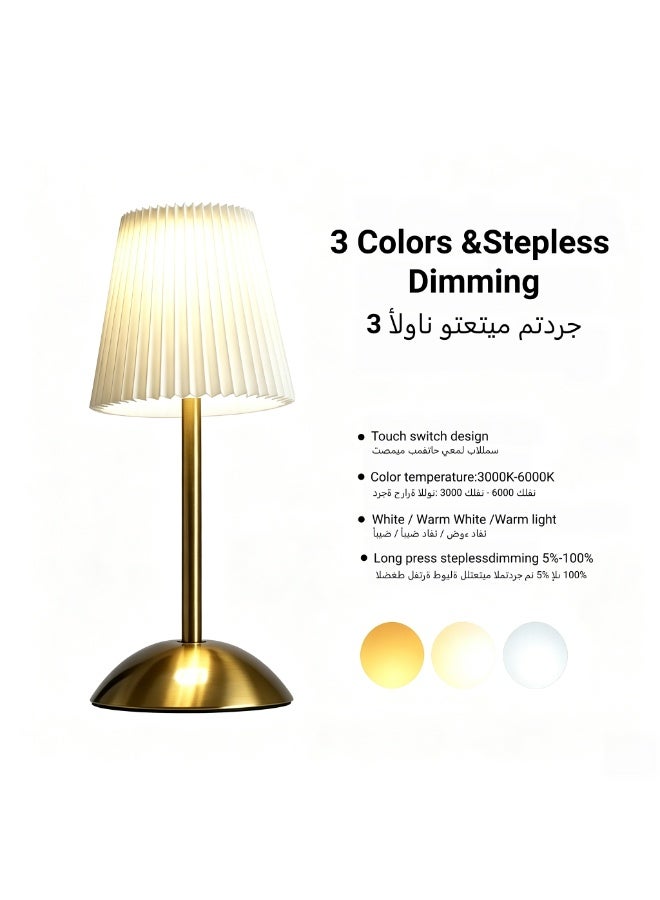 HOMIR Portable wireless table lamp, table lamp with fabric shade, lamp powered by an 800mAh rechargeable battery, touch-controlled lamp with three-colour dimming, suitable for dining rooms, living rooms, bedrooms and bedside use - Image 3