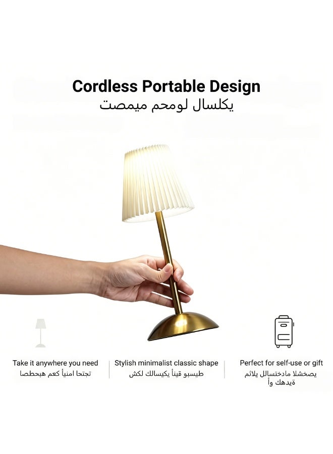 HOMIR Portable wireless table lamp, table lamp with fabric shade, lamp powered by an 800mAh rechargeable battery, touch-controlled lamp with three-colour dimming, suitable for dining rooms, living rooms, bedrooms and bedside use - Image 4