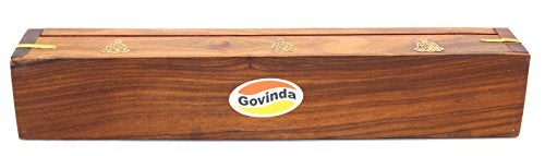 Govinda Wooden Coffin Incense Burner - 12" Sun Moon Star - Brass Inlays - Storage Compartment … - Image 2