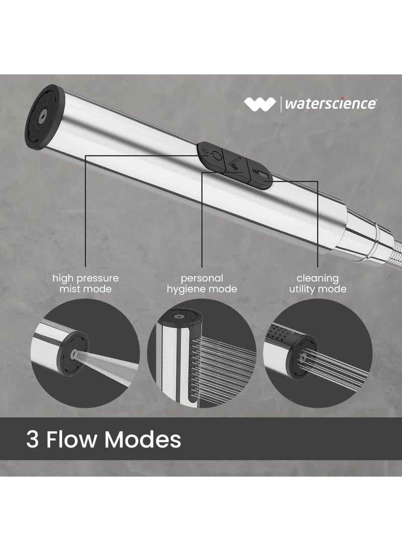 WaterScience WaterScience Water Saving Health Faucet for Toilet Stainless Steel Jet Spray 3 Flow Modes Chrome Finish Without Hose PUROHFE824  - Image 4
