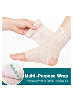 KASTWAVE Elastic Bandage Wrap with Self Closure on Both Ends Compression Bandage for Legs, Knees, Ankles, Wrists, Elbows, Shoulders, Athletic Stretchable Bandage Wrap, 12 Pack (Blue Trim, 4 Inch)  - Image 5