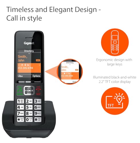 Gigaset Comfort 552 Duo 2 Cordless Phones Made in Germany Elegant Design HandsFree Mode Comfort Call Protection Phone Book for 200 Entries TitaniumBlack - Image 3