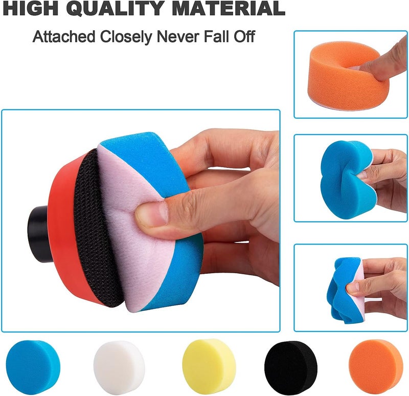 Auspicious 36 Pieces Car Polishing Pad Kit - Polishing Sponge Pads with M14 Drill Adapters,Sponge Wool Polishing Waxing Buffing Pads Kit for Auto Car Polishers,for Car Sanding, Polishing, Waxing, Sealing Glaze - Image 5