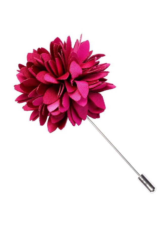 Branduce Fuchsia Pink Tie for Men Wedding Solid Satin Silk Blend Necktie Pocket Square Tie Clip and Lapel Pin Brooch Set (TA14-03) - Image 3