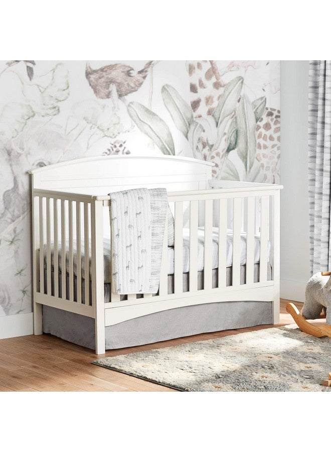 Lush Decor Baby Printed Linen Textured Solid Crib Skirt, Gray 52"L x 28"W + 16" Drop - Image 1