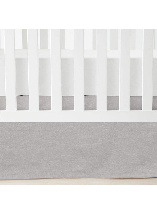 Lush Decor Baby Printed Linen Textured Solid Crib Skirt, Gray 52"L x 28"W + 16" Drop - Image 2