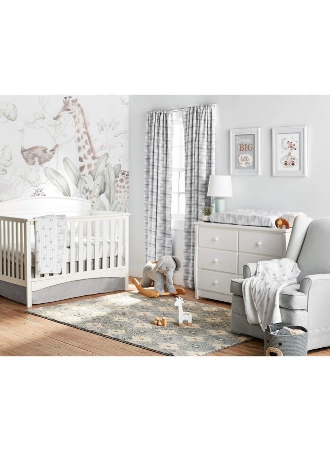 Lush Decor Baby Printed Linen Textured Solid Crib Skirt, Gray 52"L x 28"W + 16" Drop - Image 3