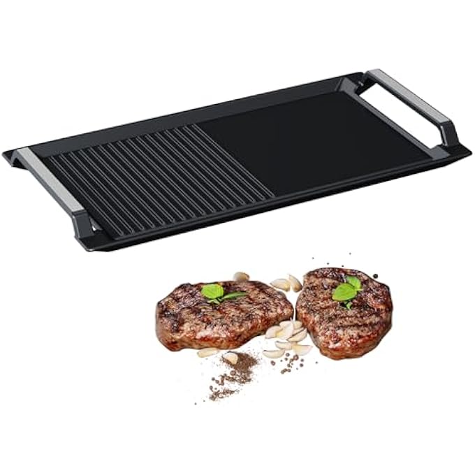 COVERCOOK Induction Grill Plate Cast Iron Grill Plate Rectangular Grill 2 Handles With Flat And Ribbed Surface For Induction Electric Hob - Image 2