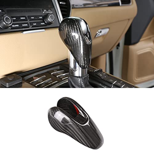 taruisixt Fit for Porsche Macan Panamera Cayman 911 718 Boxster 2009-2020 Real Carbon Fiber Interior Gear Shift Head Cover Knob Trim Car Interior Accessories (Carbon Fiber Black) - Image 1