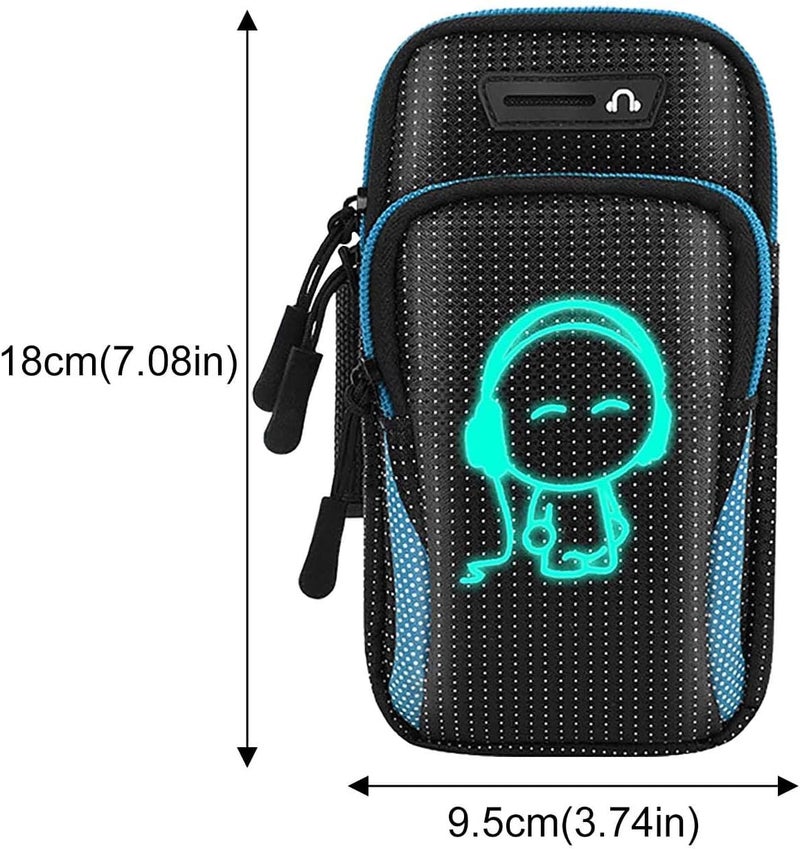 klarako Running Wrist Band Bag Outdoor Sports Phone Arm Package Hiking Cell Strap Pocket Cell Phone Holder For Running Arm Band Glow In The Dark Sports Arm Bag Soccer Bags with Ball Holder (Green, One Size) - Image 3
