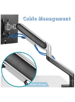 ETHU ETHU Dual Monitor Arm for 17-35" Screens heavy duty UP to 16KGs/35lbs(each arm) Dual Monitor Stand Fully Adjustable C-Clamp & Grommet 2-Way Assembling VESA Mount 75mm 100mm Silver-Black  - Image 4