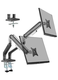 ETHU ETHU Dual Monitor Arm for 17-35" Screens heavy duty UP to 16KGs/35lbs(each arm) Dual Monitor Stand Fully Adjustable C-Clamp & Grommet 2-Way Assembling VESA Mount 75mm 100mm Silver-Black  - Image 1