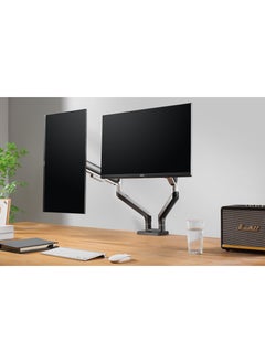 ETHU ETHU Dual Monitor Arm for 17-35" Screens heavy duty UP to 16KGs/35lbs(each arm) Dual Monitor Stand Fully Adjustable C-Clamp & Grommet 2-Way Assembling VESA Mount 75mm 100mm Silver-Black  - Image 5