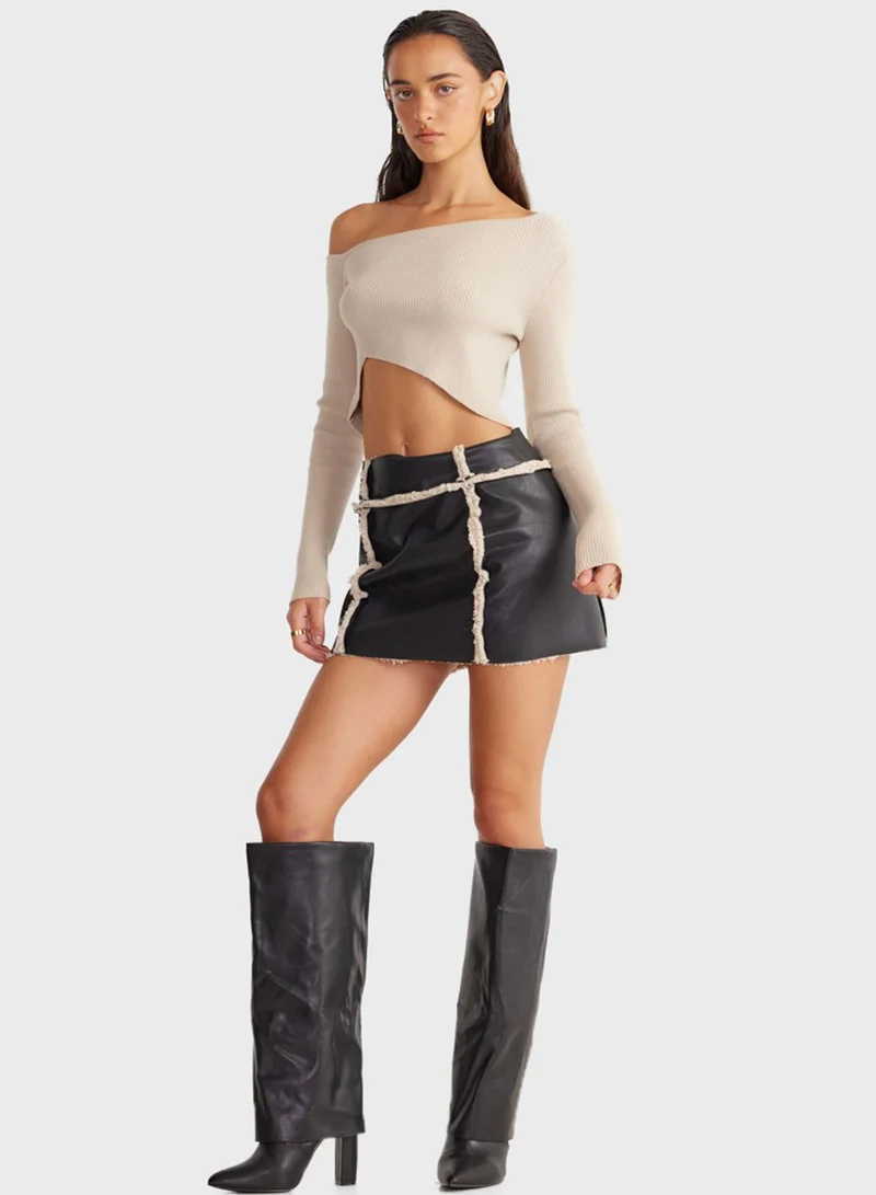 SNDYS One Shoulder Ribbed Crop Top