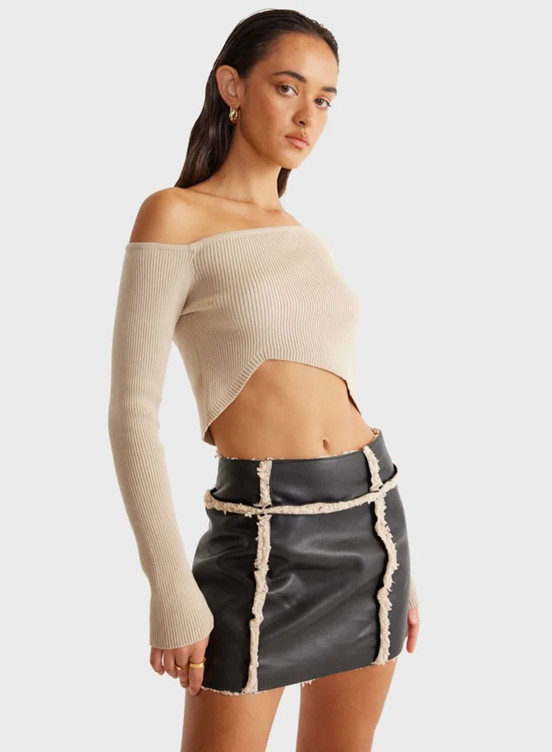 SNDYS One Shoulder Ribbed Crop Top