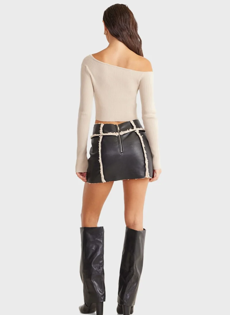 SNDYS One Shoulder Ribbed Crop Top