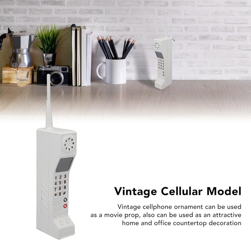 Pilipane Pilipane Retro Brick Cell Phone Ornament 80s 90s Vintage Brick Mobile Phone Model Halloween Party Decorations Old Fashioned Cell Phone Model Photography Props Home Living Room White - Image 2