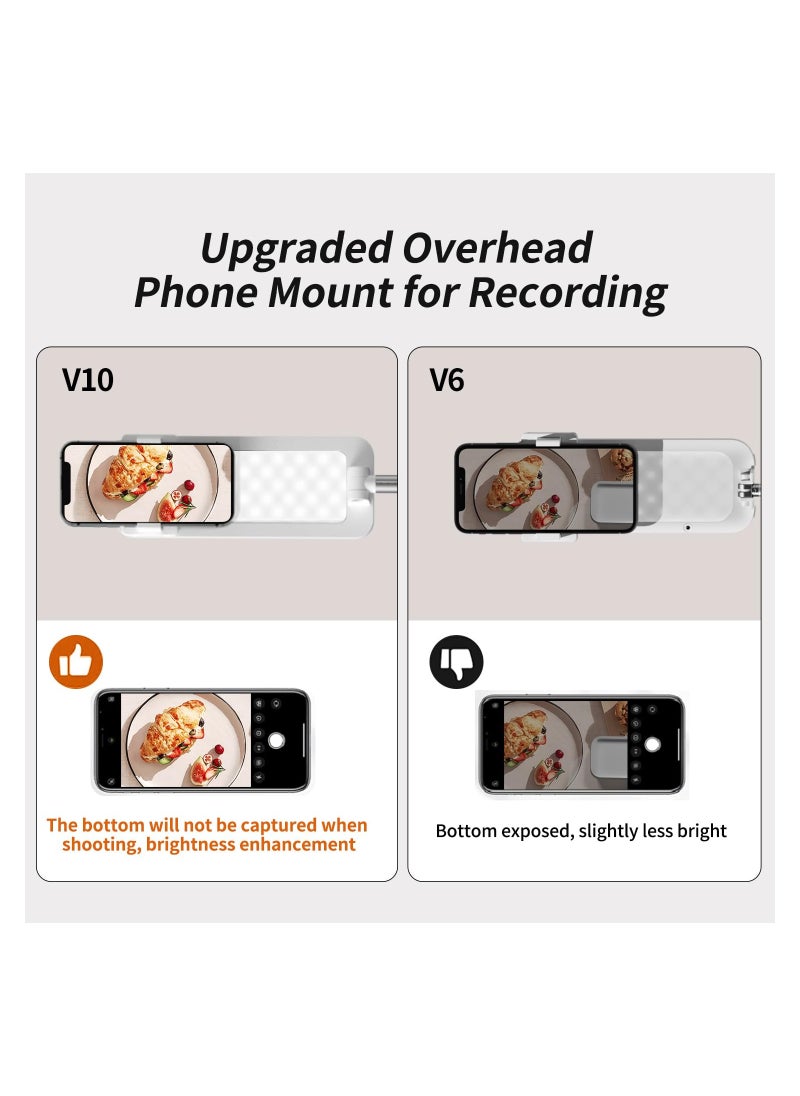 Upgrade Phone Stand, Rotating Phone Mount with Light, Desktop Tripod for Live Video Recording White