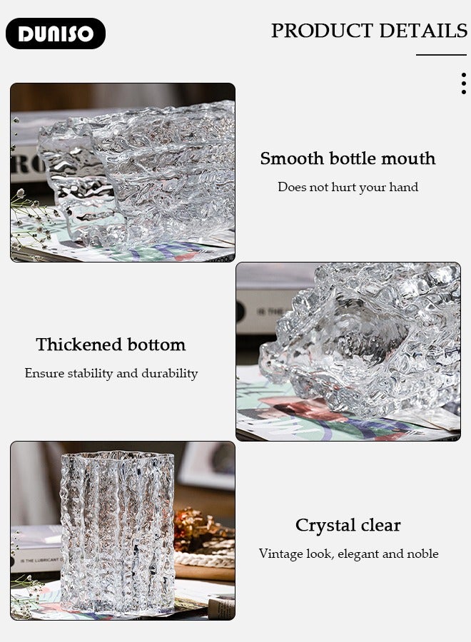 DUNISO Glass Vases for Decor, Decorative Vases for Flowers, Aesthetic Clear Vases for Living Room Decorations, Modern Hydroponic Glass Transparent Vase Vase for Dining Table Home Decor  - Image 2