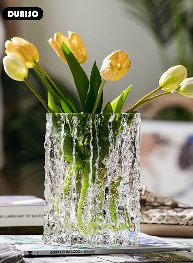 DUNISO Glass Vases for Decor, Decorative Vases for Flowers, Aesthetic Clear Vases for Living Room Decorations, Modern Hydroponic Glass Transparent Vase Vase for Dining Table Home Decor  - Image 3