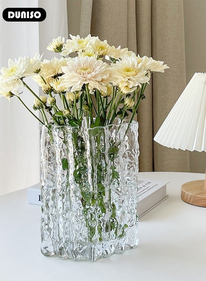 DUNISO Glass Vases for Decor, Decorative Vases for Flowers, Aesthetic Clear Vases for Living Room Decorations, Modern Hydroponic Glass Transparent Vase Vase for Dining Table Home Decor  - Image 5